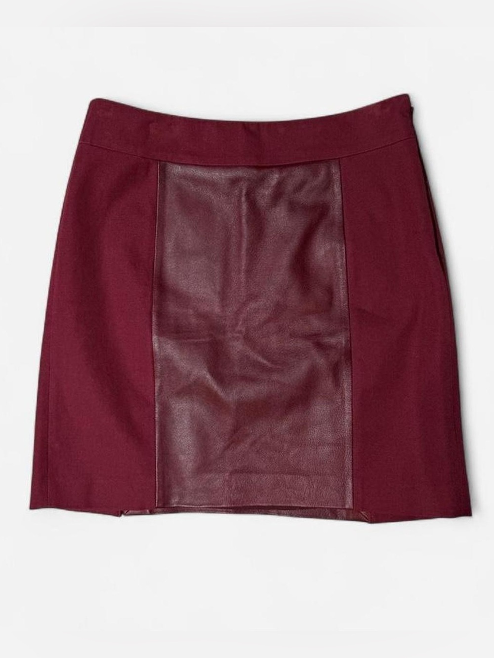 Banana Republic Genuine Leather Panel Burgundy Mini Skirt